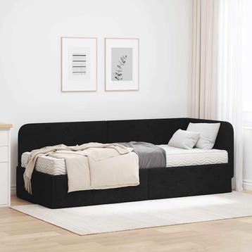 vidaXL Hoek Bed Frame Zwart 80 x 200 cm Stof, Verzenden, Nieuw