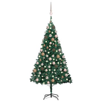 vidaXL Kunstkerstboom met verlichting en kerstballen 120 cm, Verzenden, Nieuw