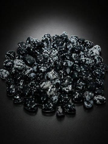 ***GEEN RESERVE*** Zeldzame Sneeuwvlok-obsidiaan Tumble