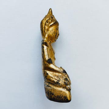 Oud-Indochinese Verguld hout Zittende Boeddha-beeld talisman
