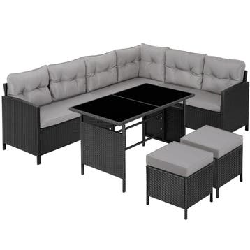 tectake Wicker zitgroep Barletta - zwart / grijs, Verzenden, Nieuw