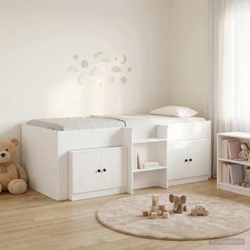 vidaXL Loft Bed Frame met Kast met opslag 3 st Wit Bewerkt, Verzenden, Nieuw