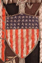 Antieke Amerikaanse geborduurde vlag - Borduurwerk - 46 cm -