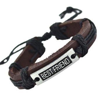 Fako Bijoux - Armband - Leder - Best Friend - Zwart, Verzenden, Nieuw
