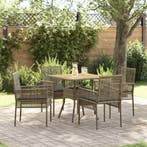 vidaXL Tuin Eettafel Set 5 pcs Grijs poly rattan, Tuin en Terras, Verzenden, Nieuw