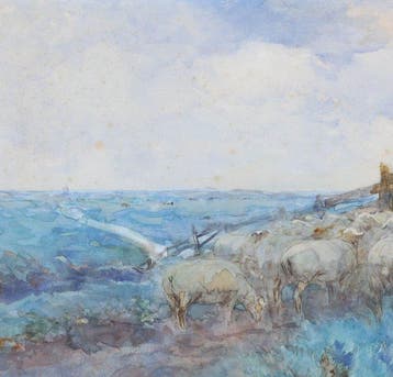 Willem Hendrik van der Nat (1864–1929) - Schapen op de wal