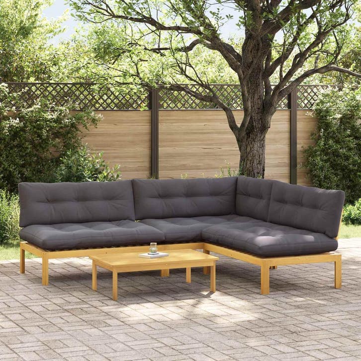 vidaXL 4 Stuk Tuinpallet Sofa Eenheden Massief Acacia Hout, Tuin en Terras, Tuinsets en Loungesets, Nieuw, Verzenden
