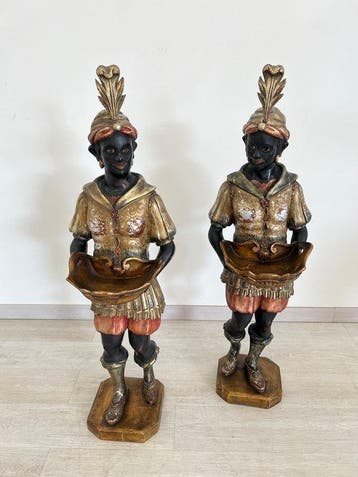 sculptuur, Moretti - 113 cm - Polychroom hout, Antiek en Kunst