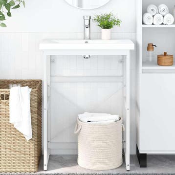 vidaXL Wastafelframe 59x38x83 cm ijzer wit, Huis en Inrichting, Tafels | Bijzettafels, Verzenden, Nieuw
