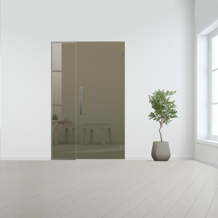 Glazen binnendeur met zijlicht zonder kozijn RVS beslag-Bron, Doe-het-zelf en Bouw, Glas en Ramen, Nieuw, Verzenden