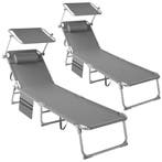 tectake Set van 2 ligbedden Chloé 4 niveaus met hoofdkussen, Tuin en Terras, Verzenden, Nieuw