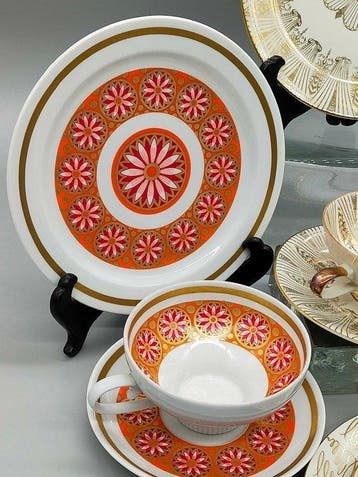 Kaffeeservice - Vintage Patchwork Porzellan Set - Edles