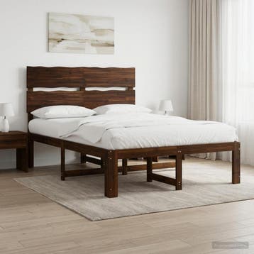vidaXL Tweepersoonsbed met hoofdbord ROSTOCK Donkerbruin 135, Verzenden, Nieuw