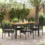vidaXL Tuin Eettafel Set 5 pcs Zwart poly rattan, Verzenden