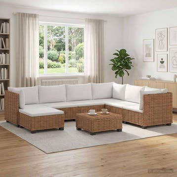 vidaXL 8 st Rieten Loungeset met Kussens GENDT Natuurlijk, Verzenden, Nieuw