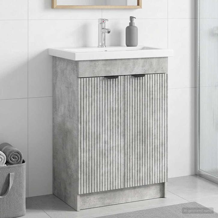vidaXL Badkamer onder Wastafel Kast Betongrijs 78,5 x 37,5 x, Huis en Inrichting, Tafels | Kaptafels, Nieuw, Verzenden
