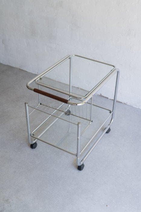 Chariot de service - Verre, Métal - Structure en métal, Antiek en Kunst, Kunst | Designobjecten