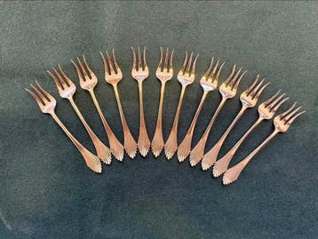 GERO - Oestervork (12) - Art Deco - Palmet - .835 zilver -