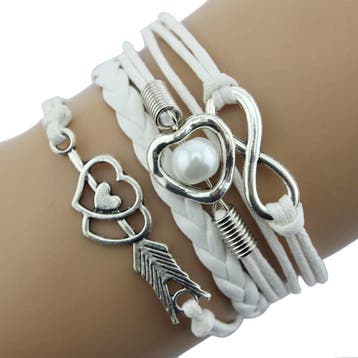 Fako Bijoux - Multi Armband - Infinity Hart Cupido - Wit, Verzenden, Nieuw