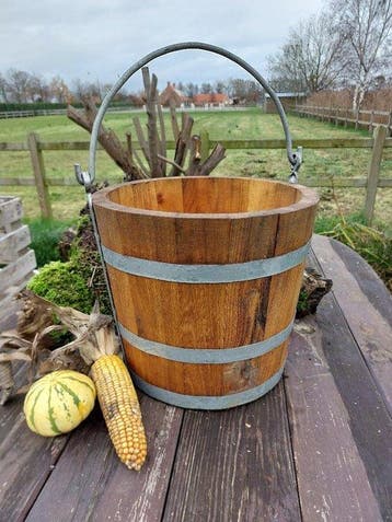 Asiático occidental Bois seau en bois lourd - 50 cm (Sans, Antiquités & Art