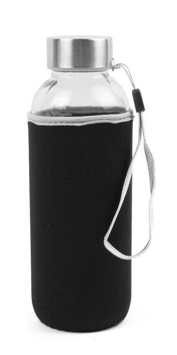 Glazen drinkfles met beschermhoes (420 ml, 19 cm hoog, 6 cm, Verzenden, Nieuw
