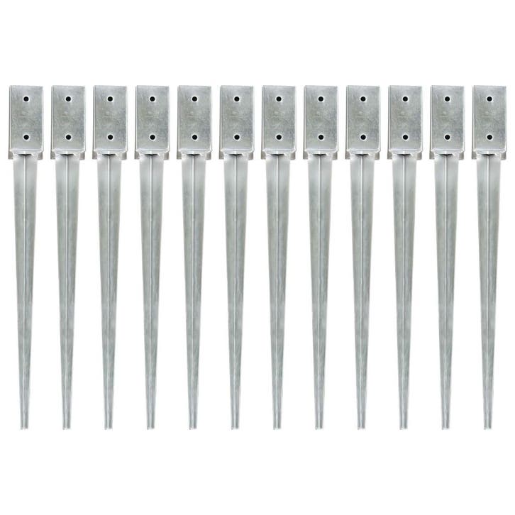 vidaXL Grondpinnen 12 st 7x7x75 cm gegalvaniseerd staal, Caravans en Kamperen, Kampeeraccessoires, Nieuw, Verzenden