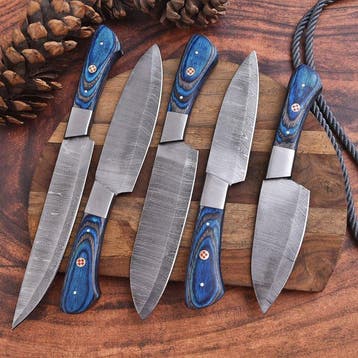 Couteau de cuisine - Pakka Wood , fait à la main acier plié, Antiek en Kunst, Antiek | Keukengerei