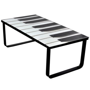 vidaXL Salontafel met piano-print glazen tafelblad, Huis en Inrichting, Verzenden, Nieuw