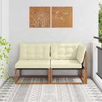 vidaXL Midden en Hoek Sofa met kussen 2 Stuk Naturel, Tuin en Terras, Verzenden, Nieuw