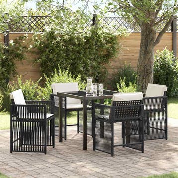 vidaXL Tuin Eettafel Set 5 pcs Zwart poly rattan, Verzenden, Nieuw