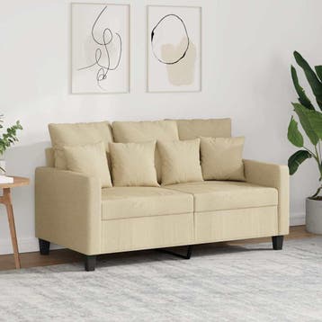 vidaXL Tweezitsbank / zetel 120 cm stof crèmekleurig, Verzenden