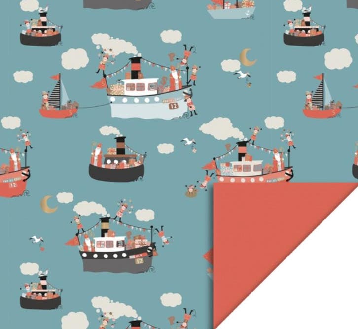 3m Cadeaupapier Sint Stoomboot (Cadeaupapier 3M), Diversen, Cadeaupapier, Nieuw, Ophalen of Verzenden