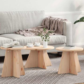 vidaXL Salontafel 3 st Naturel 49 x 49 x 30 cm, Verzenden, Nieuw