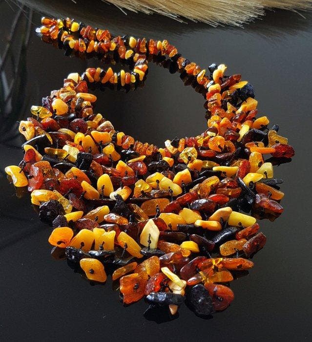 Amber Natuurlijke Baltische barnsteenketting- 62 g, Collections, Minéraux & Fossiles