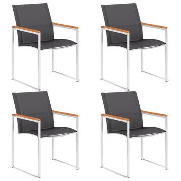 vidaXL Tuinstoelen 4 st textileen en roestvrij staal grijs, Tuin en Terras, Tuinstoelen, Verzenden, Nieuw