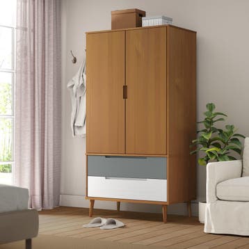 vidaXL Kledingkast MOLDE 90x55x175 cm massief grenenhout, Verzenden