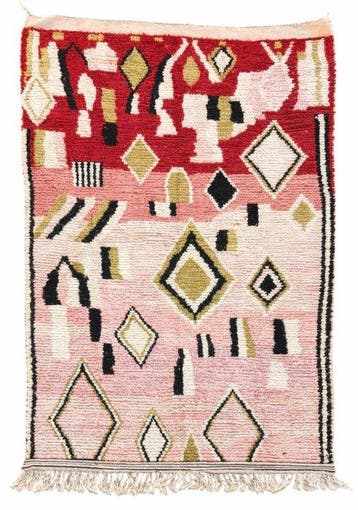 Tapis en laine rose marocain, Tapis marocain en laine, Tapis