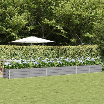 vidaXL Plantenbak Lichtgrijs 600 x 80 x 45 cm Staal, Tuin en Terras, Verzenden, Nieuw