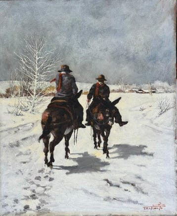 Italiaanse school (XX) - Paesaggio innevato