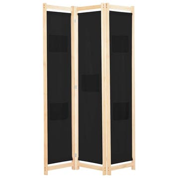 vidaXL Kamerscherm met 3 panelen 120x170x4 cm stof zwart, Verzenden, Nieuw
