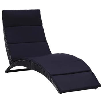vidaXL Ligbed met kussen poly rattan zwart, Verzenden, Nieuw