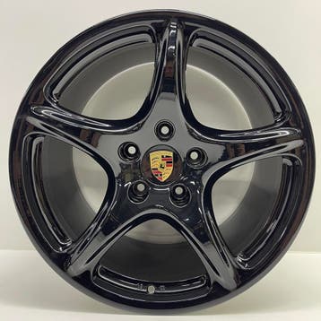 Porsche 997 2/4  19inch Classic Uni zwart met banden (8mm), 19 inch, Gebruikt, Banden en Velgen, 305 mm