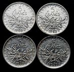 Frankrijk. Lote de 4 Moedas de 5 Francos Semeuse