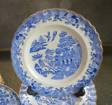 Copeland - Tafelservies (21) - Porselein - Blue Willow circa, Antiquités & Art
