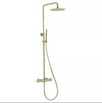 AKTIE: Opbouw Regendouche set Mat Goud geborsteld Zwart RVS, Verzenden, Nieuw, Chroom, Douche