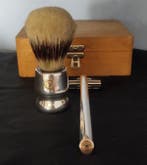 rasoio e pennello oro argento massiccio - Ensemble coiffeuse