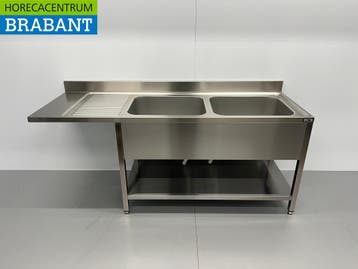 RVS Spoeltafel dubbele spoelbakken Premium-line 200 cm, Ophalen of Verzenden, Nieuw in verpakking