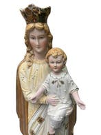Statuette, Maria met kindje Jezus - 38 cm - Biscuit de, Antiek en Kunst