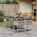 vidaXL 5-delige Tuinset met kussens poly rattan lichtgrijs, Verzenden, Nieuw, Tuinset