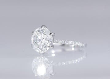 Ring - 14 karaat Witgoud - 4.24ct. tw. Diamant (Lab-grown) -